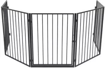 vidaXL Kaminschutzgitter f&uuml;r Haustiere, schwarz, Stahl (275411)
