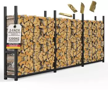 LAWA Living and Lifestyle Kaminholzregal Au&szlig;en, verzinktes Metall, 334x25x115cm (FR09)