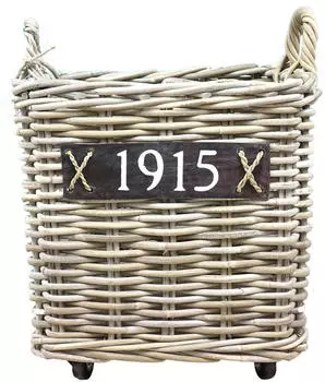 Van der Leeden Kaminholzkorb Rattan auf Rollen, 40x40x42cm (901402A)