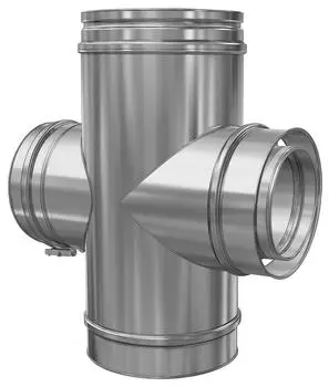 Schiedel ICS Rauchrohranschluss 90° mit Putztüranschluss rund, doppelwandig, Festbrennstoffe, Ø130mm (153248)