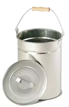 Kleining Ascheeimer mit Deckel,verzinkt