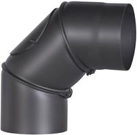 Firefix - Ofenrohrbogen 90&deg;, &Oslash; 150 Mm, Schwarz Verstellbar Mit T&uuml;r