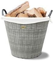 Habau - Holzkorb Mit Stoffeinsatz, 54 Cm, Grau, Aus Polyethylen, Mit Metallrahmen