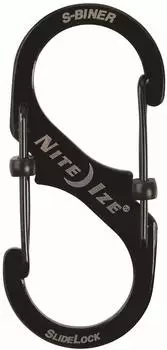 Nite Ize S-Biner SlideLock Doppelkarabiner Edelstahl Gr. 3, Schwarz (LSB3-01-R6)