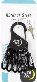 Nite Ize Keyrack Stahl mit 6 S-Biner 0.5, schwarz (NI-KRS-03-01)