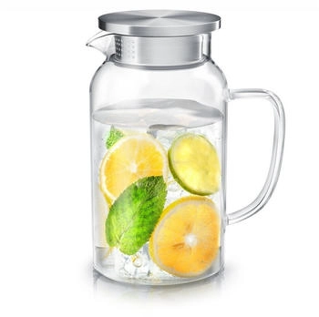Arendo Glaskaraffe mit Deckel und Griff 1,45L
