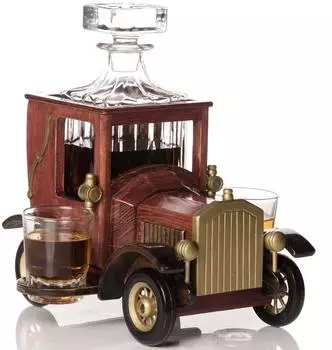 DS Produkte 4-in-1 Oldtimer Whiskey Karaffe Set mit Kristallgl&auml;sern (945ml)