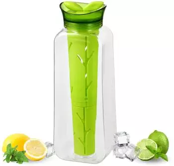 bremermann Karaffe 2in1 mit Infuserstab und K&uuml;hleinheit, Kunststoff, gr&uuml;n, 1,4l