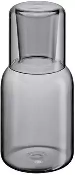 Cilio Lorenzo Wasserkaraffe mit Trinkglas, mundgeblasen, Borosilikatglas grau, 750ml