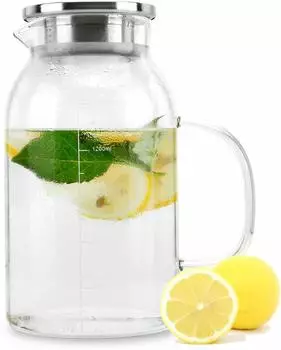 Intirilife Karaffe 1,8l aus Borosilikatglas mit herausnehmbarem Filter (DE-142464)