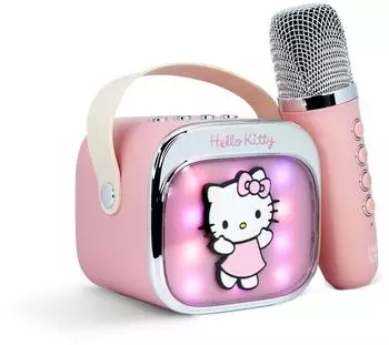 OTL Hello Kitty Mini kabelloser Karaoke-Lautsprecher mit Bluetooth-Mikrofon, rosa, farbwechselnde LED (HK1443)