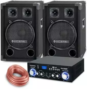 McGrey PowerDJ-1200 PA-Komplettset DJ-Anlage 2x400W Bluetooth (PowerDJ-1200 Set)