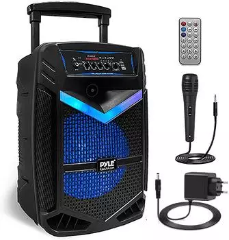 Pyle PPHP1242B Bluetooth-Lautsprecher 800W mit Mikrofon & Disco-Beleuchtung (PPHP1242B)