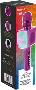 Party Light & Sound Karaoke-Mikrofon mit Licht- und Soundeffekten, rosa (PARTYBTMIC2PK)