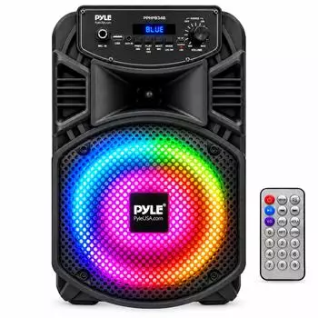 Pyle PPHP834B Bluetooth PA-Lautsprecher, 300W, 8" Subwoofer, Partybeleuchtung (PPHP834B)