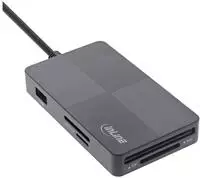 InLine&reg; USB 3.2 Multi Cardreader Hub, SD/TF/MS/XD/CF, 3-Port USB-A, Dual Eingabe /