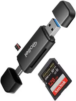 Rollei 2-in-1 Kartenlesegerät SD/microSD, USB 3.0, USB-C (25100)