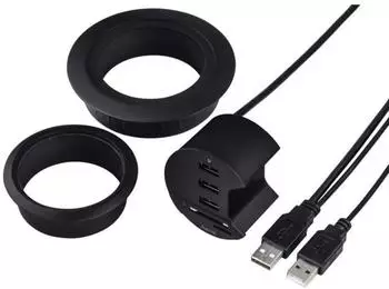 Hama USB 2.0 Hub + Kartenleser Tisch-Einbau, 3x USB, SD/microSD (54143)