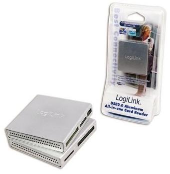 Logilink CR0018 Cardreader USB 2.0, all in one, ALU Gehäuse, Silber