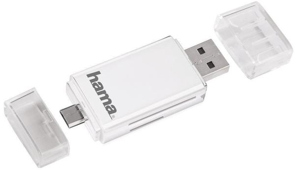Hama USB 2.0 OTG Card Reader for Smartphone/Tablet SD/microSD white