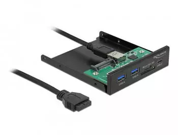 DeLock 3.5&Prime; USB 3.2 Gen 1 Front Panel 1 x USB Type-C + 2 x USB Typ-A + SD und Micro SD Slot (64058)