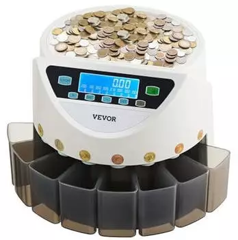 VEVOR Euro-M&uuml;nzsortierer 8 M&uuml;nzsorten 850 M&uuml;nzen LCD-Display (KSW550-1)
