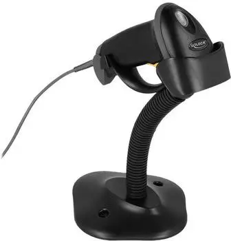DeLock Barcode-Scanner 1D Laser, USB, schwarz, mit Standfuß (90584)