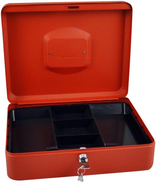 Pavo Premium Geldkassette, Zylinderschloss mit 2 Schlüssel, 30 x 24 x 9 cm, rot