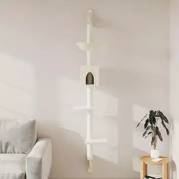vidaXL Kratzbaum mit Kratzs&auml;ule Wandmontage creme 187cm (172398)