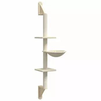 vidaXL Kratzbaum mit Kratzs&auml;ule Wandmontage creme 142,5cm (172395)