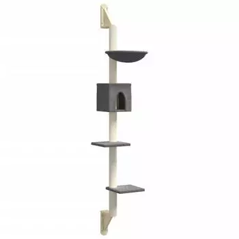 vidaXL Kratzbaum mit Kratzs&auml;ule Wandmontage dunkelgrau 187cm (172400)
