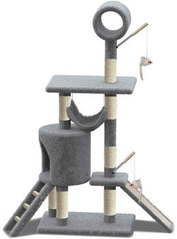 Vounot Cat tree with scratching tablet, platform and cave XXL 154 cm grey