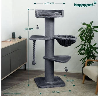 HappyPet Kratzbaum Cooper 150cm grau – HappyPet Kratzbaum Cooper 150cm grau - Ein Katzenparadies für anspruchsvolle Fellfreunde