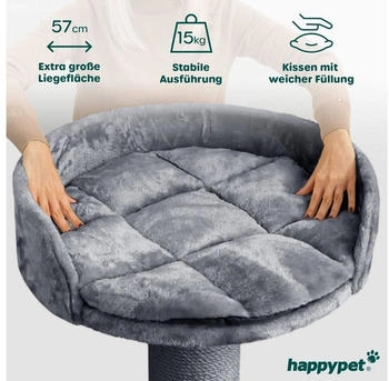 HappyPet Kratzbaum Cooper 150cm grau – Optimale Kratzflächen für gesunde Krallen und zufriedene Katzen