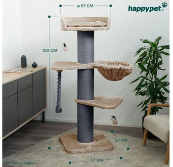HappyPet Kratzbaum Cooper 150cm cappuccino – HappyPet Kratzbaum Cooper 150cm cappuccino - Katzenparadies für Ihre Lieblinge