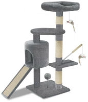 Vounot&reg; Kratzbaum Mit Kratzbrett Sisalseil F&uuml;r Katzen, Katzenbaum 115cm, Grau