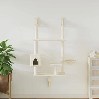 vidaXL Kratzbaum mit Kratzs&auml;ule Wandmontage creme 153cm (172404)