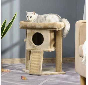 Pawhut Kratzbaum Katzenbaum mit Jute-Kratzmatte Sitzstange MDF Plüsch Jute Kaffee 40B x 40T x 57H cm – Pawhut Kratzbaum Katzenbaum mit Jute-Kratzmatte Sitzstange MDF Plüsch Jute Kaffee 40B x 40T x 57H cm Erfüllt Katzenwünsche