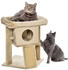 Pawhut Kratzbaum Katzenbaum mit Jute-Kratzmatte Sitzstange MDF Plüsch Jute Kaffee 40B x 40T x 57H cm