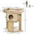 Pawhut Kratzbaum Katzenbaum mit Jute-Kratzmatte Sitzstange MDF Plüsch Jute Kaffee 40B x 40T x 57H cm