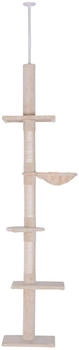Pawhut Kratzbaum Deckenhoch Beige H&ouml;henverstellbarer Katzenbaum mit Sisals&auml;ulen f&uuml;r Klettern & Kratzen 40x34x230-260cm