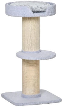 Pawhut Katzenbaum Spielbaum mit Kratzstamm Plattform Sisal & Pl&uuml;sch Hellblau 45x45x91cm