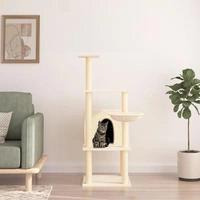 vidaXL Kratzbaum mit Sisal-Kratzs&auml;ulen Creme 132 cm