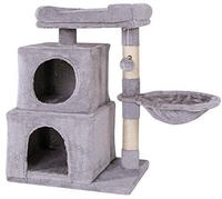 Lionto Katzen Kratzbaum, 70 Cm Mit 2 H&ouml;hlen, Liegemulde, Liegebett & Spielball,