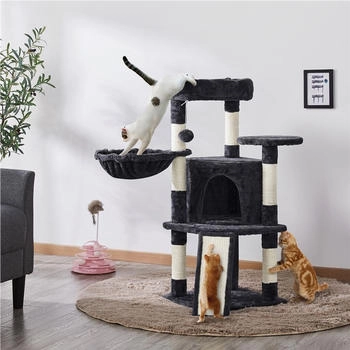 Yaheetech Katzenbaum mit Katzenhöhle Schwarz
