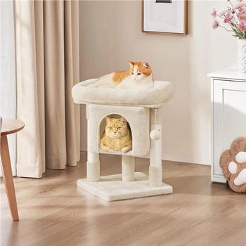 Yaheetech Kleiner Katzenbaum 60 cm H mit Sisalstämmen & Höhle Beige