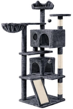 Yaheetech Plüsch Kletterbaum mit 3 Aussichtsplattformen Dunkelgrau 146 cm