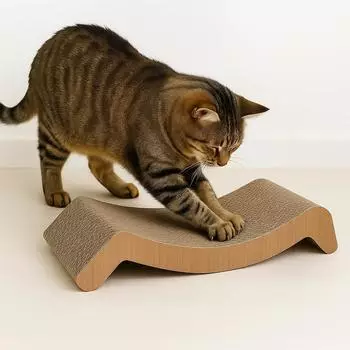 Flamingo Kratzpappe für Katzen Wiski Braun 44,5x20,5x8 cm mit Catnip beidseitig verwendbar recycelbar