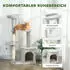 Pawhut 114 cm Katzenturm mit Höhle Sisalstämme Plattform Spielball mehrstöckiger Kletterbaum für mittelgroße Katzen unter 6 kg Hellgrau