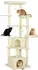 Pawhut Große 200 cm hoch Katzenbaum mit 2 Betten 2 Höhlen Hängematte 2 Bällen mehrstöckiger mit Sisal-Seil Plüsch Kippsicher für 2-3 Katzen unter 6 kg Beige